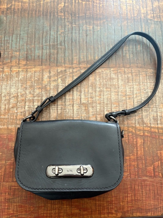 Coach Handbags - Coach Black Leather Shoulder Bag with Silver-Tone Hardware